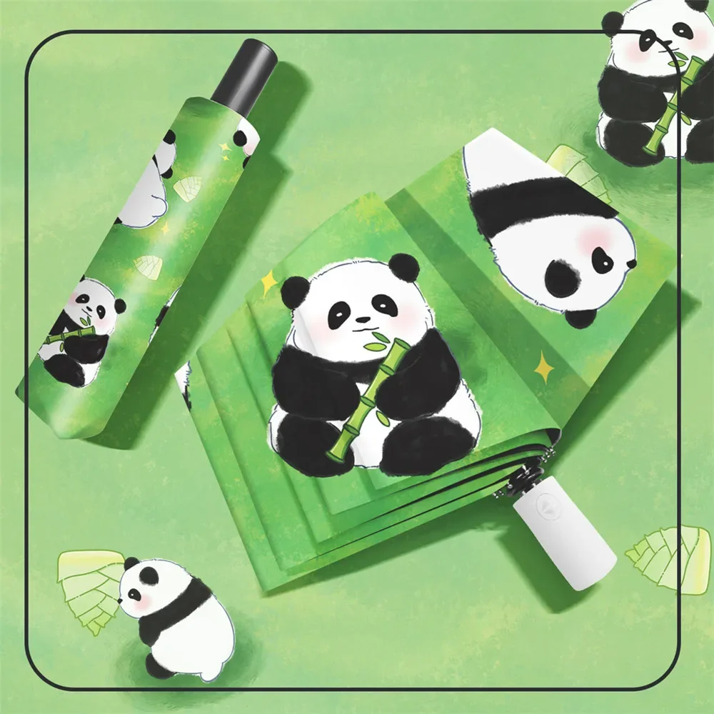 

Panda Umbrella Automatic Sunny Rainy Solar Umbrella Cartoon Animal Sunscreen UV Protection Folding Girl Lovely Sunshade Umbrella