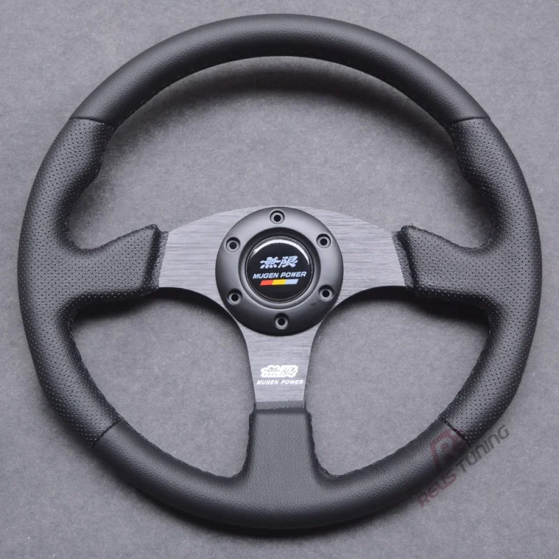 

Universal Black/Red Stitching Leather 350MM 14in Car Racing Sport JDM Mugen Style Steering Wheel For Honda FD2 CIVIC TYPE R
