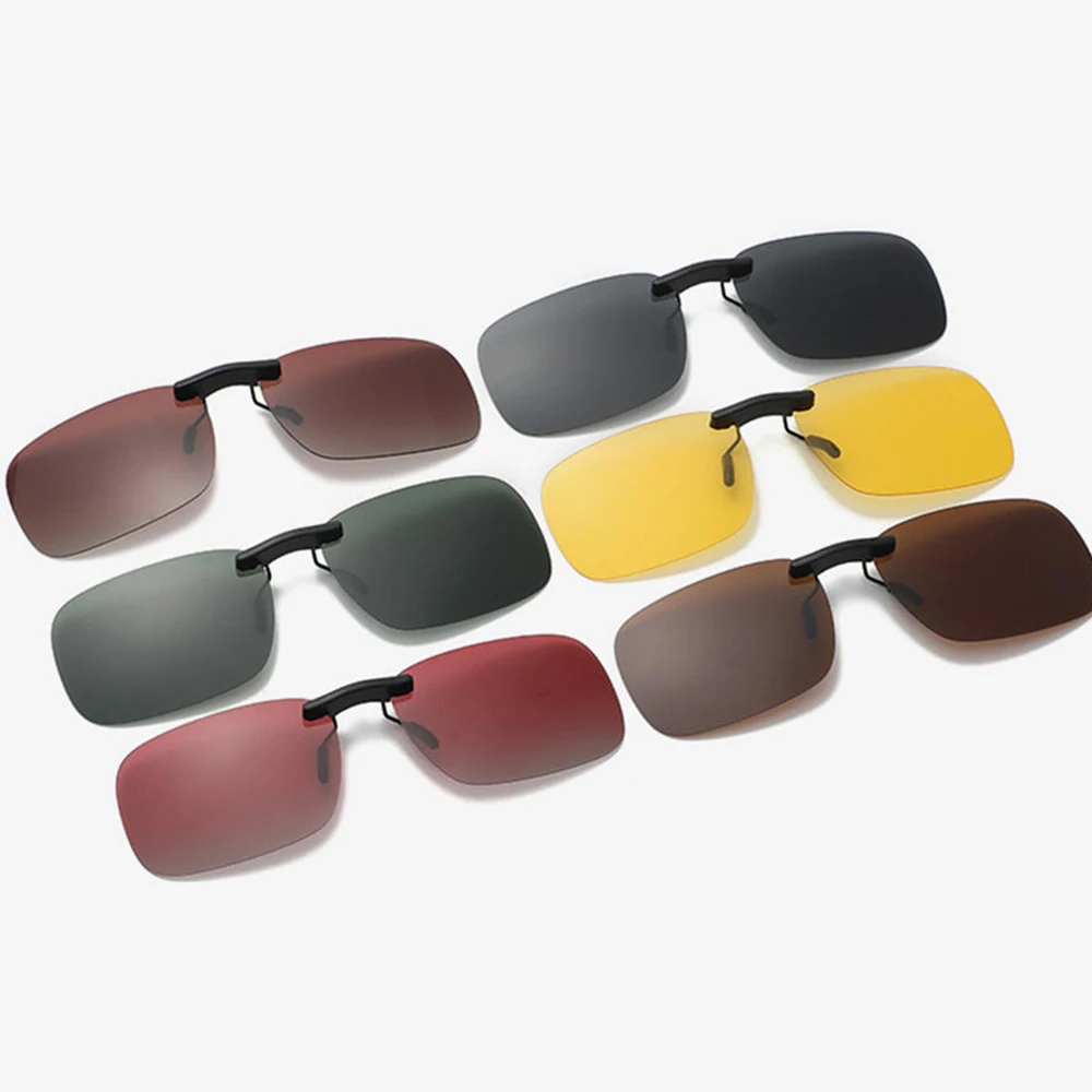 Night Vision Polarized Sunglasses Men Clip On Lenses Rimless Rectangle Anti-glare Sun Glasses UV400 Goggles New Eyepiece