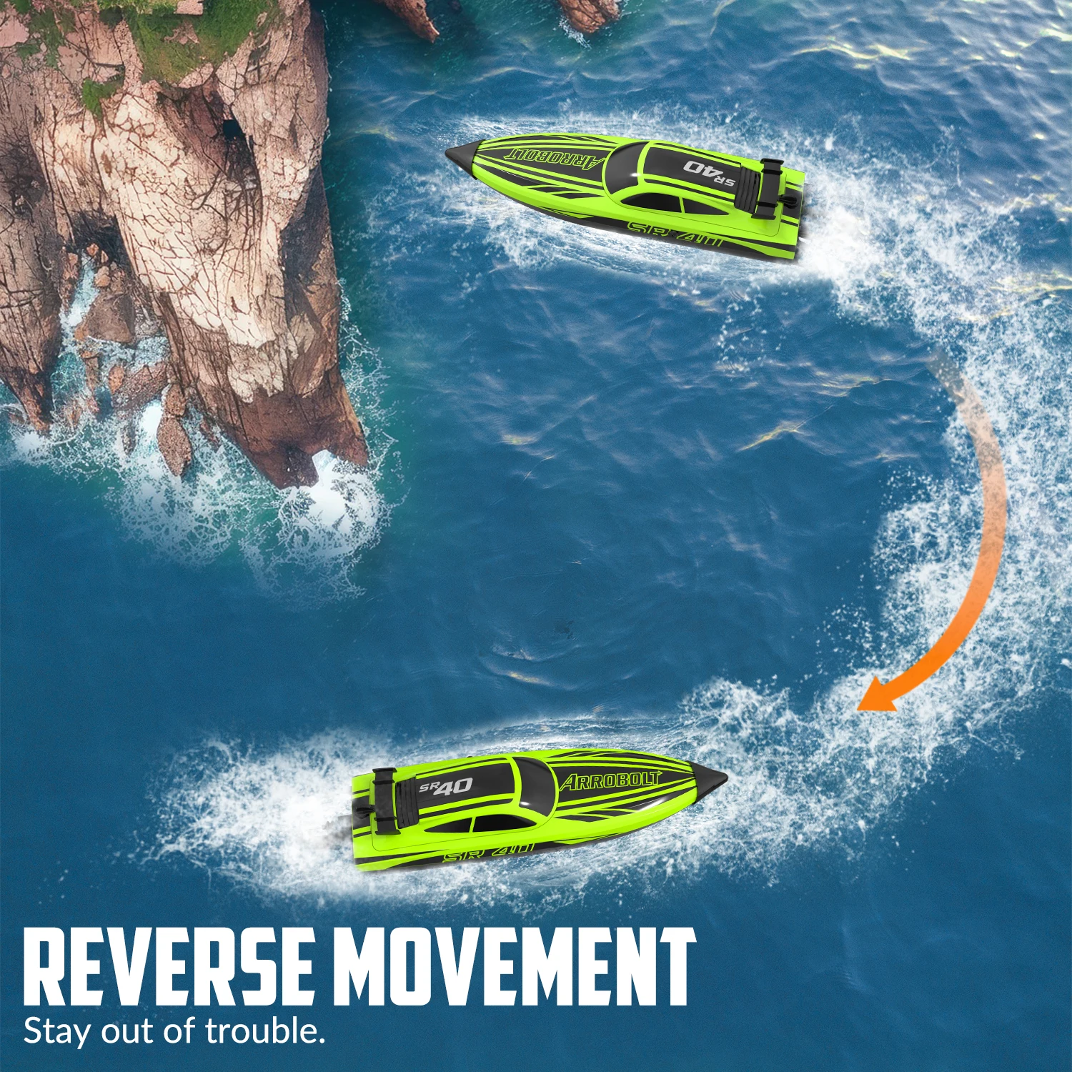 Bateau RC VOLANTEXRC Brushless 35+ MPH avec son moteur brushless apparent, prêt pour la performance.