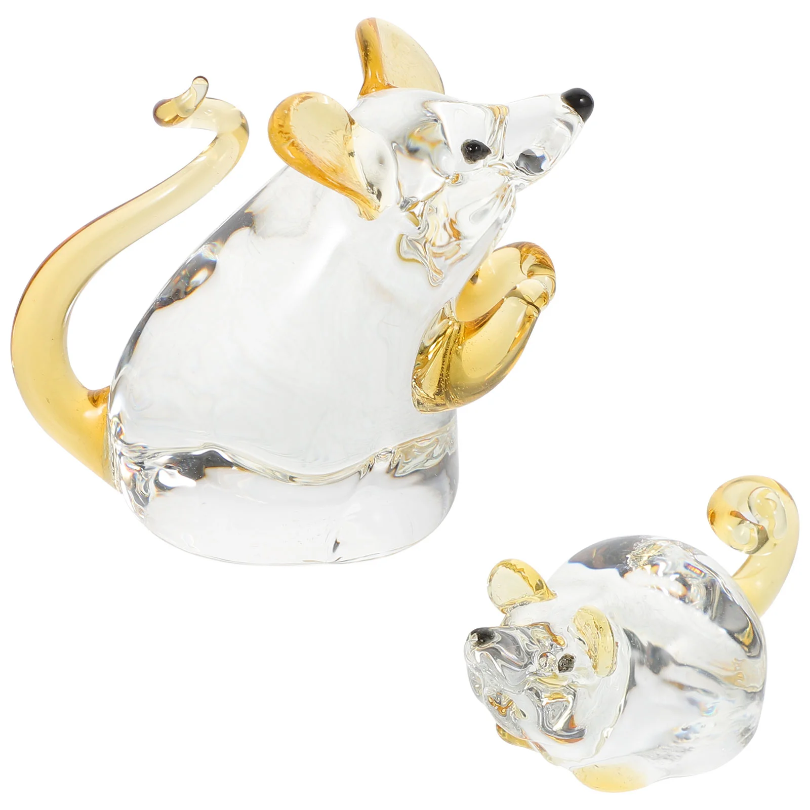 

2 Pcs Mouse Ornaments Bedrooms Decor Small Animal Figurine Decorative Statue Little Glass Exquisite The Office Decorations