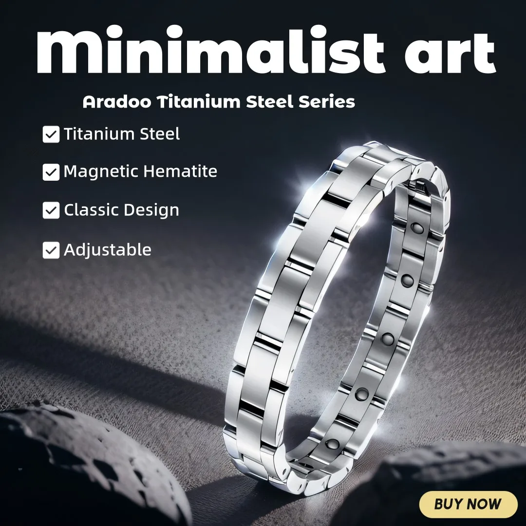 

Titanium Steel Magnetic Bracelet Simple Design Pure Titanium Stainless Steel Men's Bracelets