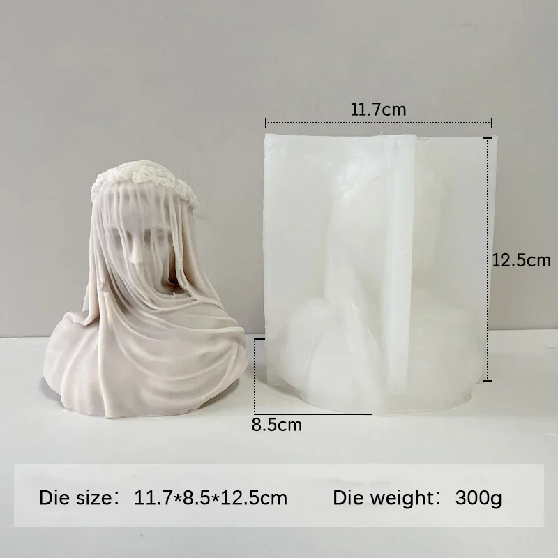 Schleier Mädchen Kerze Silikonform DIY Dame Porträt Maria Skulptur Herstellung Kit handgemachte Seife Handwerk Gips Harz Molud Home Decor – Detail 10
