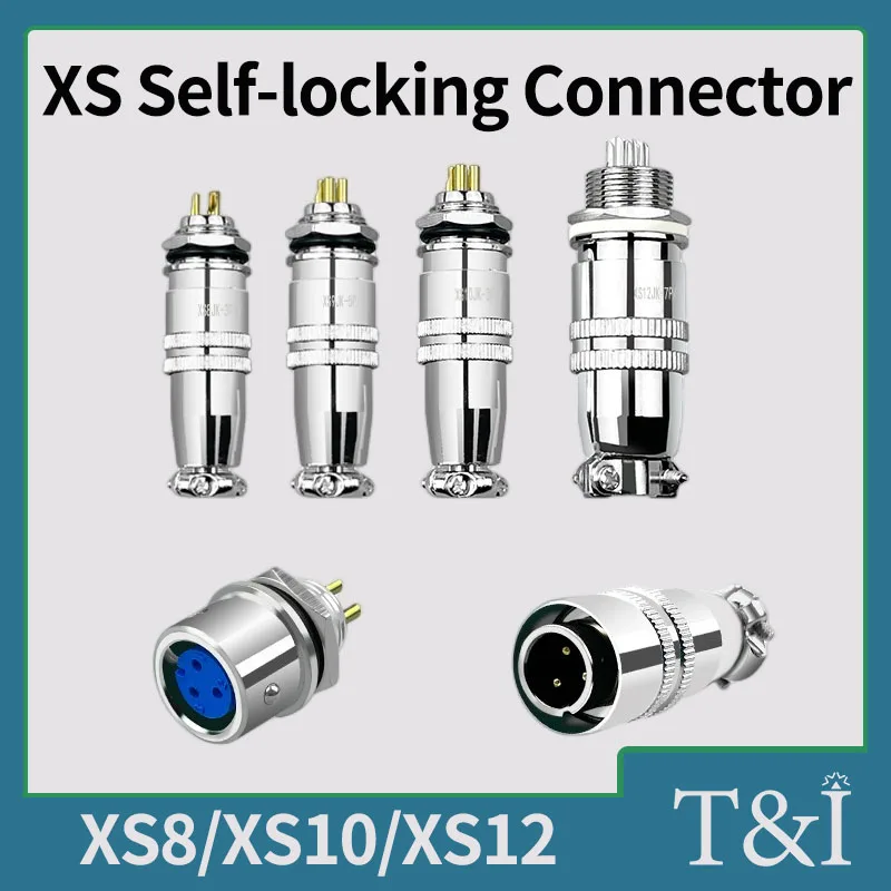 

5/10 Sets XS8 XS10 XS12 Aviation Connector Signal Push-Pull Self-Locking Plug Circular Quick Air Docking Socket 2/3/4/5/6/7Pin