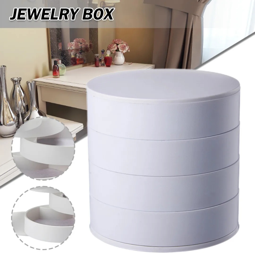 4-Layer Rotatable Jewelry Organizer Jewelry Storage Box With Mirror Rings Necklaces Earrings Studs Cufflinks Dispaly Box