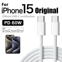 Оригинальное быстрое зарядное устройство PD 60 Вт, 6 А, кабель USB C — Type C для Apple iPhone 16 17 Pro MAX, быстрая зарядка для Samsung S24 Xiaomi, кабель