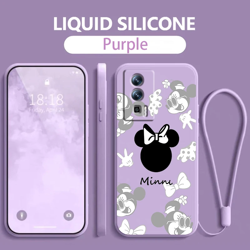 Mickey Minnie London Liquid Rope Per Xiaomi Redmi 13C 12 12C K60 A1 K50 11 K40 10C 10 9A 9At 9T 9C 5G Cover Phone Case