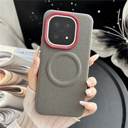 Luxury Magnetic Lychee Pattern PU Leather Non - Slip Case with Metal Camera Frame for Vivo iQOO Z11 Turbo (Grey)