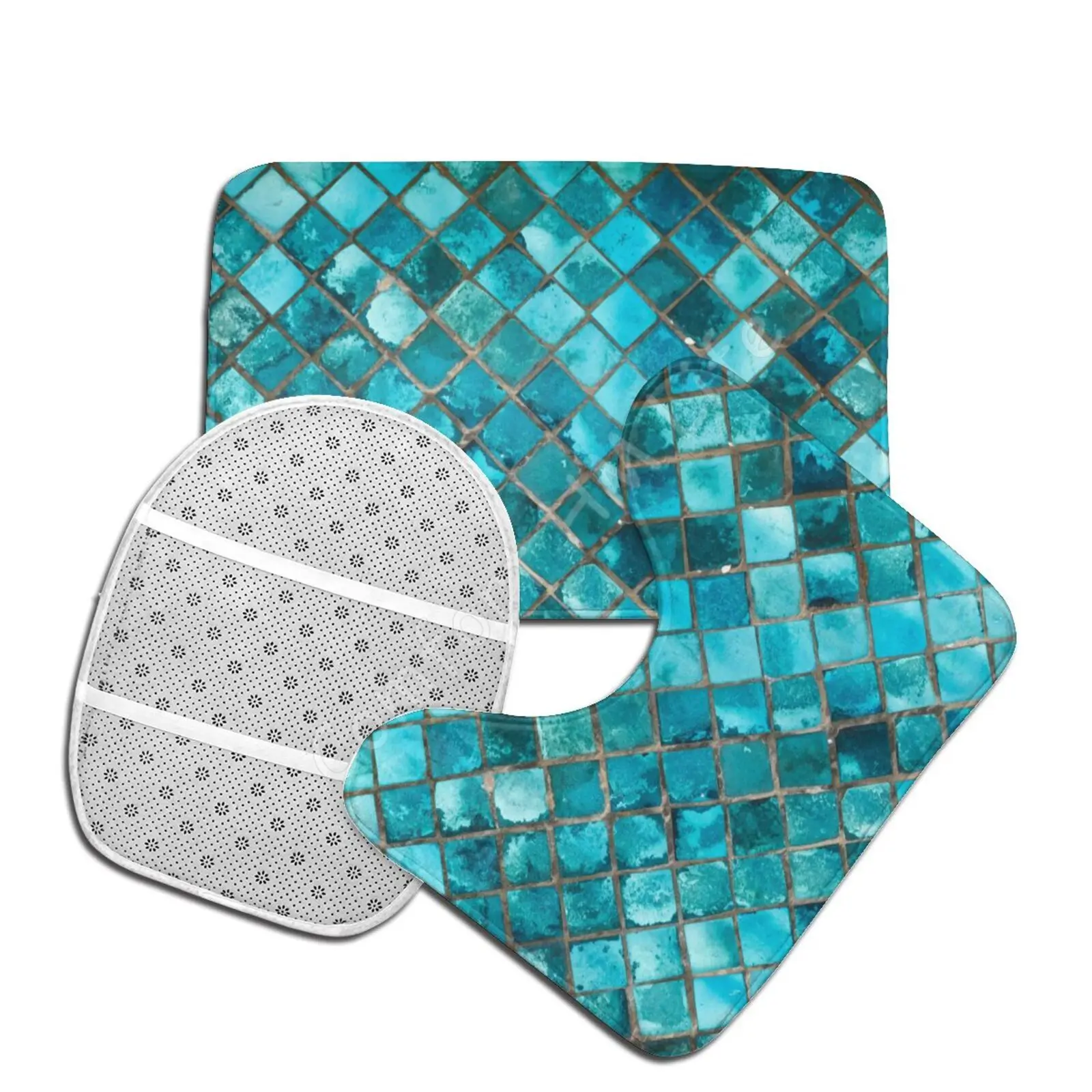 3PC ELITE BATHMAT SET TURQUOISE 