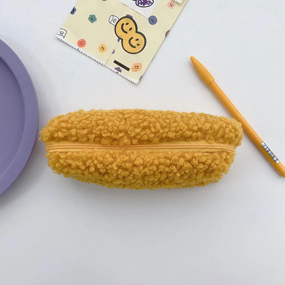 Back2Fun - Pochette en Peluche, Sac d'école avec Fermeture éclair et Tirette en Silicone, Multi-usages pour Les Fournitures Scolaires ou l'usage Quotidien, Le Maquillage ou Les Accessoires