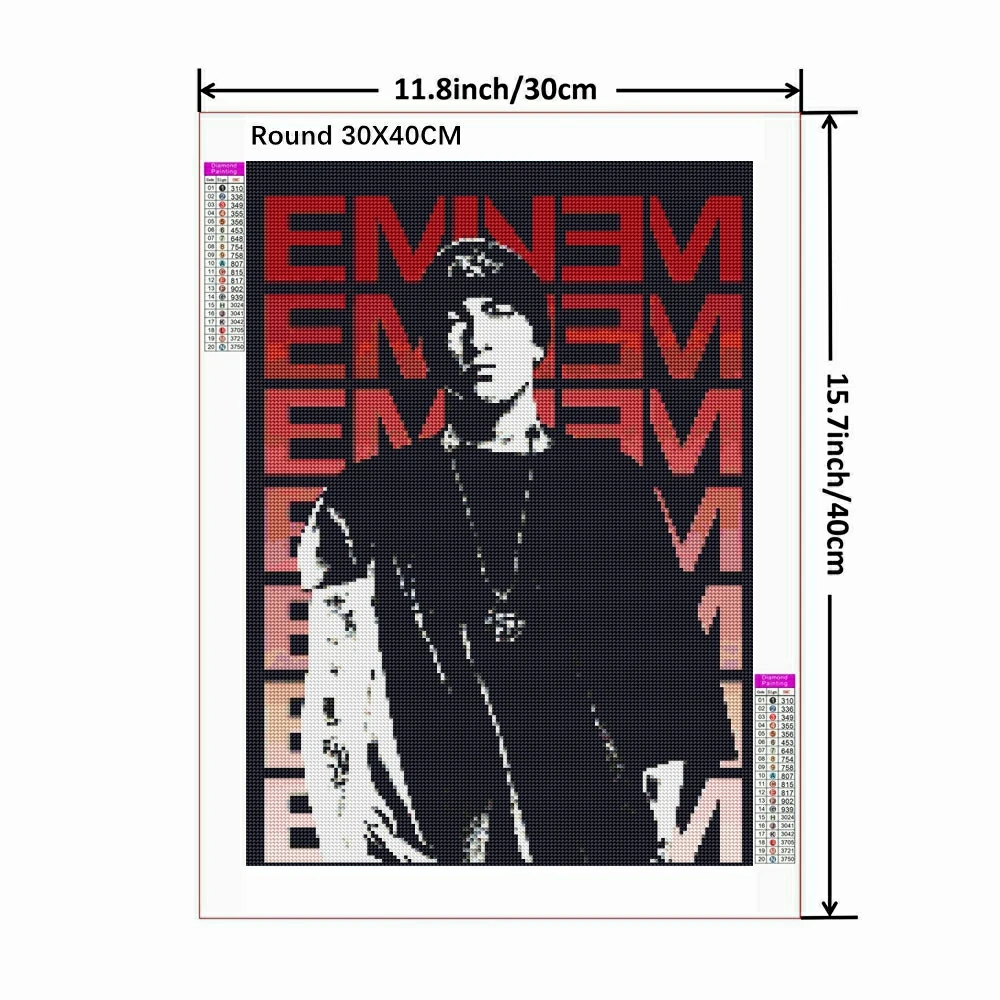 Hip Hop Rapper Singer Eminem 5D DIY Diamond Painting Cross Stitch Mosaic Full Drill Round Embroidery Home Room Decor Gifts