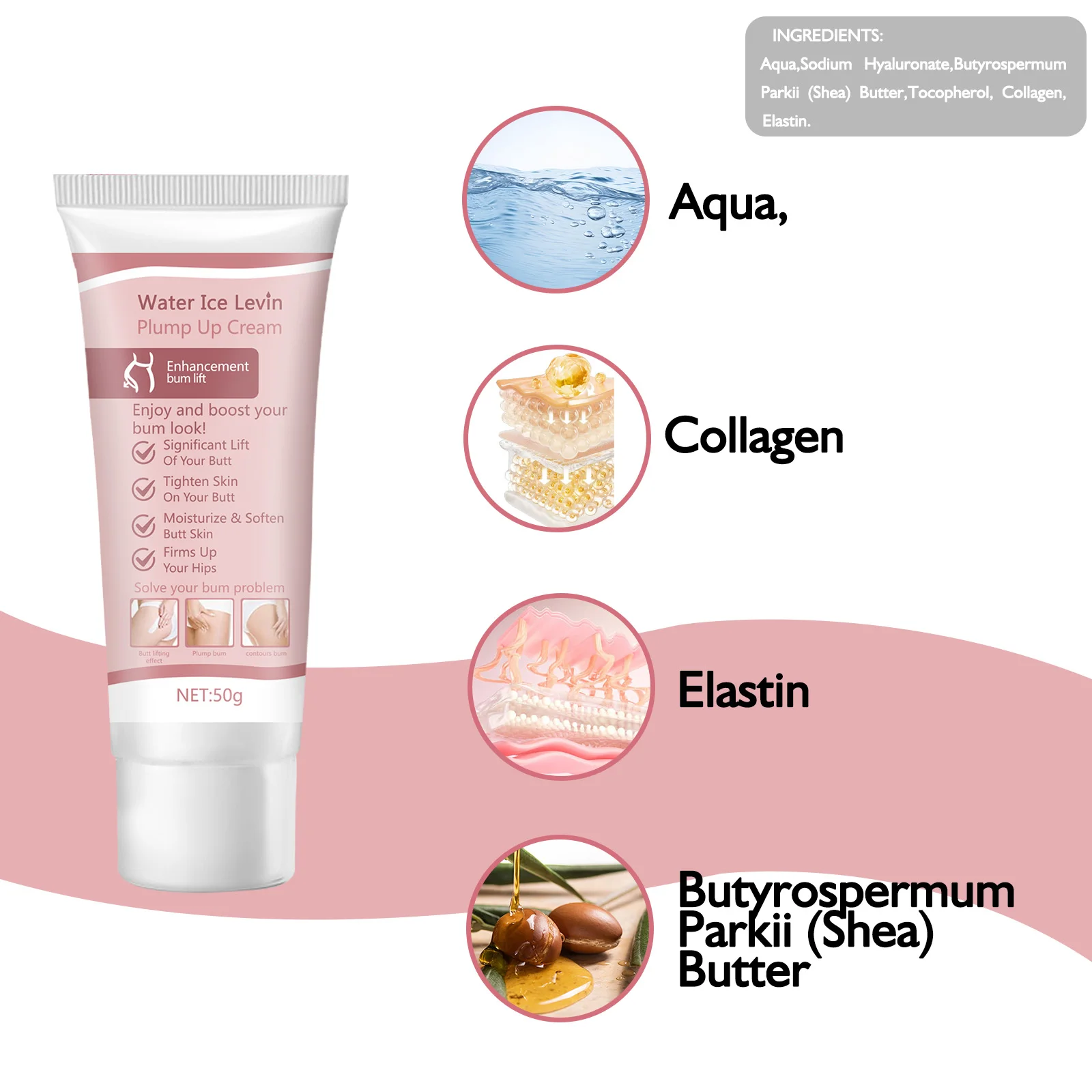 1pcs butt massage cream, containing hyaluronic acid, prevent sagging, shape hips, plump and sexy, and tighten the body 6