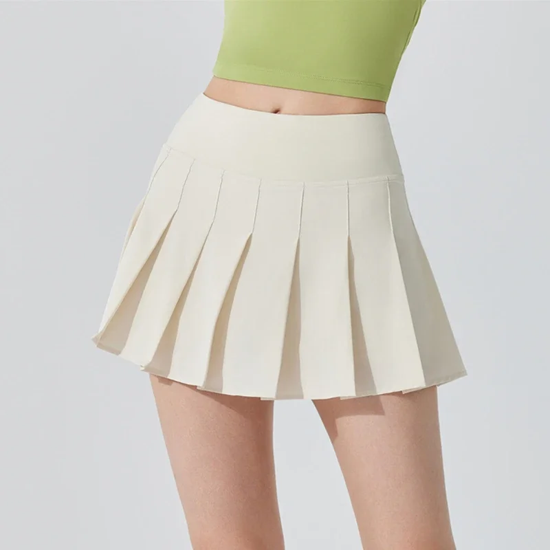 Summer Women Tennis Skirts High Waist Sport Pleated Skirt Fake Two Piece Badminton Shorts Gym Fitness Running Skorts With Pocket