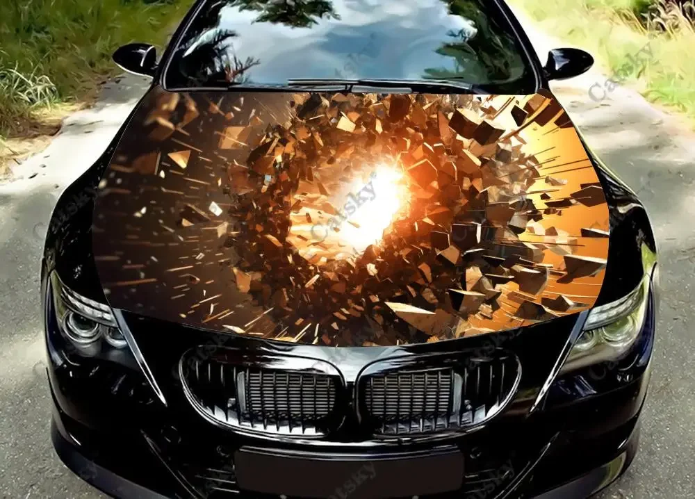 

3D Abstract Crushing Surface Car Hood Vinyl Stickers Wrap Vinyl Film Engine Cover Decals Sticker on Car Auto Accessories