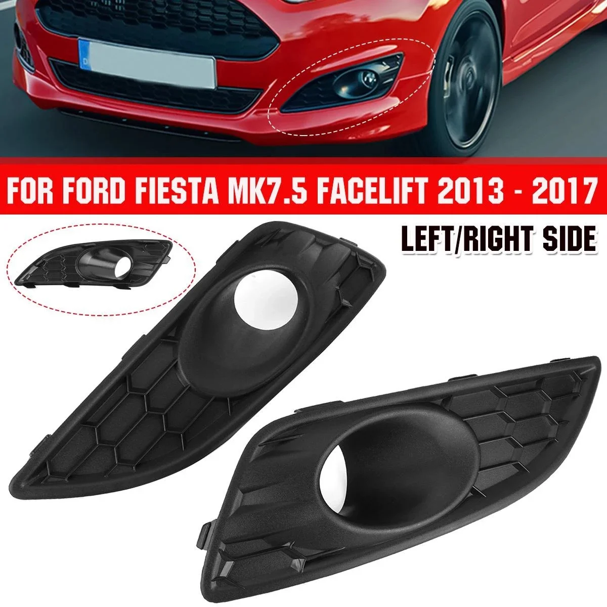 

1 пара, передний бампер, нижняя сотовая противотуманная фара, объемная решетка, противотуманная обшивка для Ford Fiesta Mk7 Facelift 2013-2017