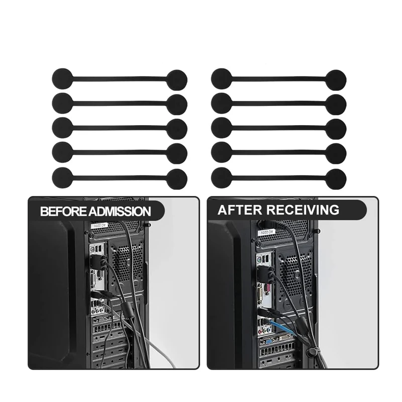 Magnetic Cable Clip 10Pcs Magnetic Silicone Cable Organizer Ties Reusable Ties for Home, Kitchen, Office magnetic cable clip