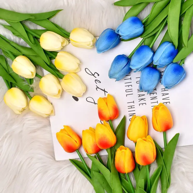 1/3/5/10/20pcs Tulips Artificial Flowers Real Touch Flower Bouquet Tulips Fake Flower for Wedding Home Decoration  Fake Flowers