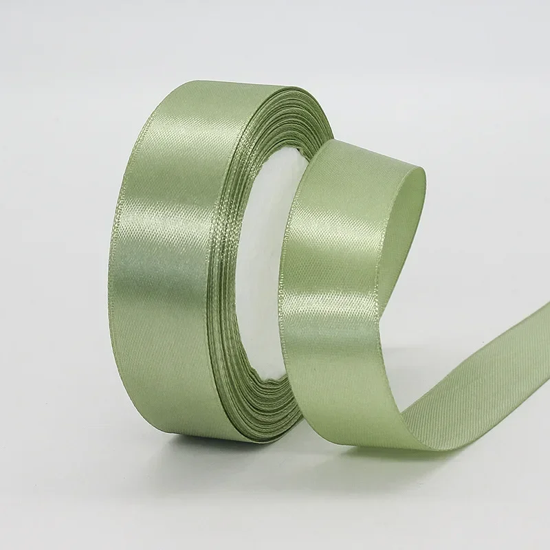 Sage Green Satin Ribbon 25 Yards Light Green Ribbon for Gift Wrapping Flower Bouquet Crafts Wedding Party Home Decoration