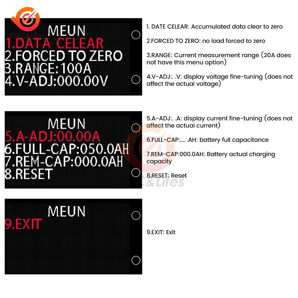 9 in 1 디지털 전력 에너지 전압계 전류계 전압 전력계 Kwh 온도 계량기 전기 에너지 주파수 계량기, DC 7-200V