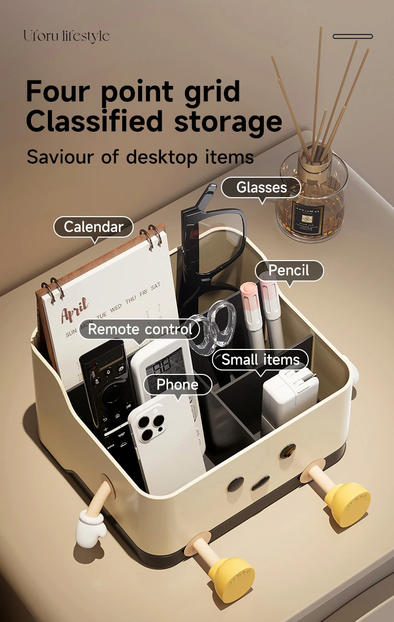 Cute Cartoon Style Desktop Storage Box Remote Control Sorting Box