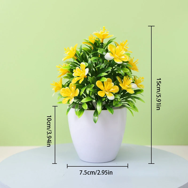 Artificial Five-Leaf Plum Potted Plant for Indoor/Outdoor Home Décor