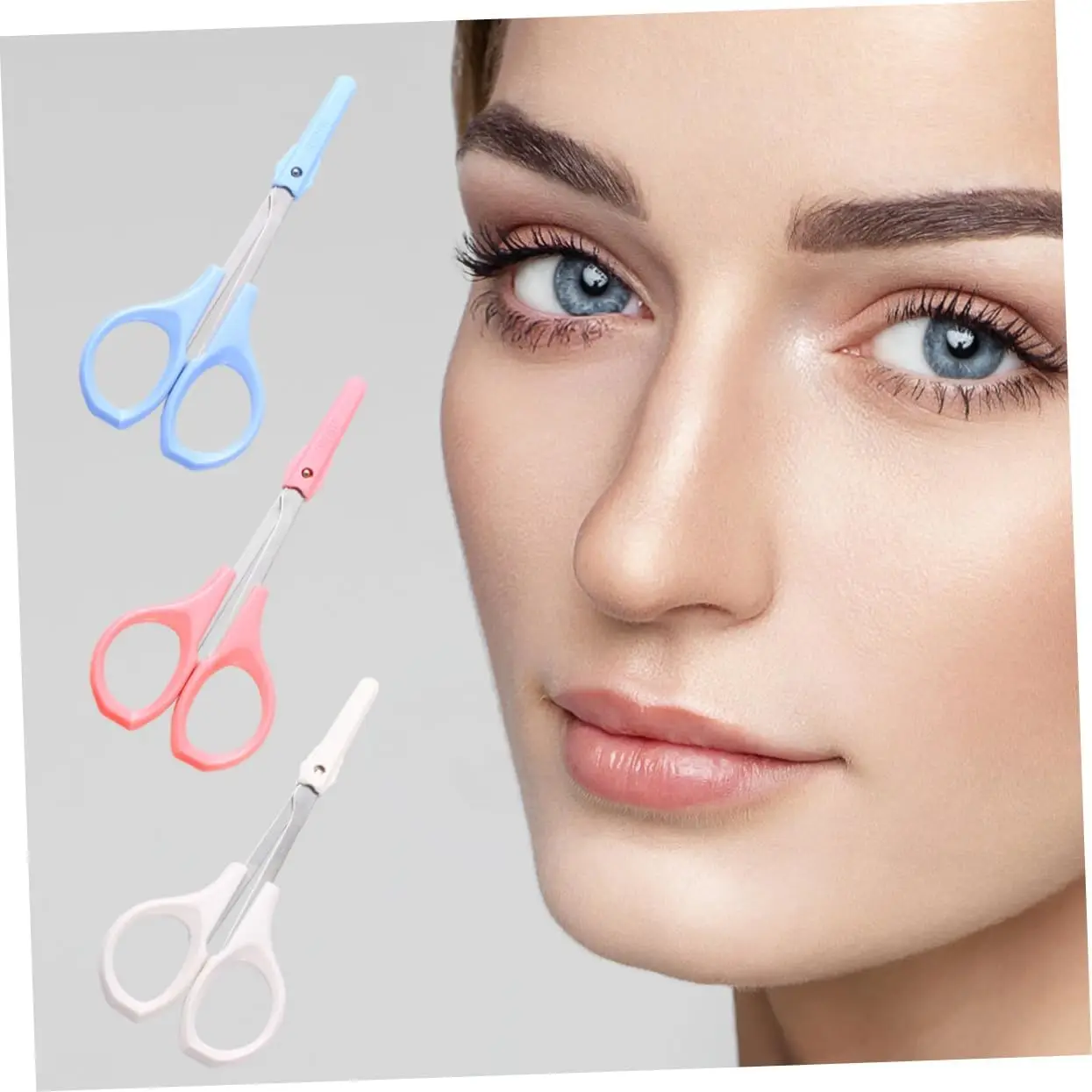 New Stainless Steel Eyelash Scissors Curved White Straight Rounded Makeup Eyelash Cut Tools Nose Hair Scissors for Wedding Gift