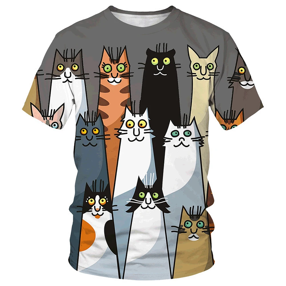 

Cartoon Cat 3D Print Men T-Shirt O-Neck Short Sleeve T Shirts for Men Oversized Loose Tops Tees Pullover Casual Male Streetwear