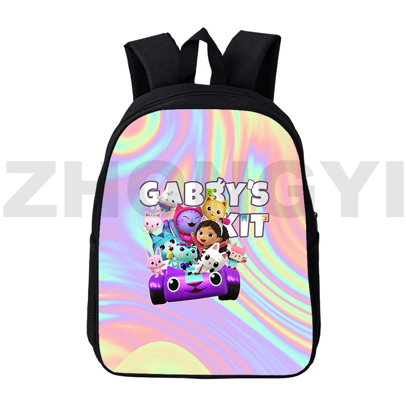 

12/16 Inch Girls Kawaii Gabby's Doll House Mochilas Travel Bag High Quality Students Gabbys Dollhouse 3D Print School Backpack
