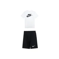 Nike T-shirt à manches courtes à col rond avec imprimé lettres et short rayé rétro à blocs de couleur Cas AR5007-011+DH7161-010 Ensemble de sport ual 5
