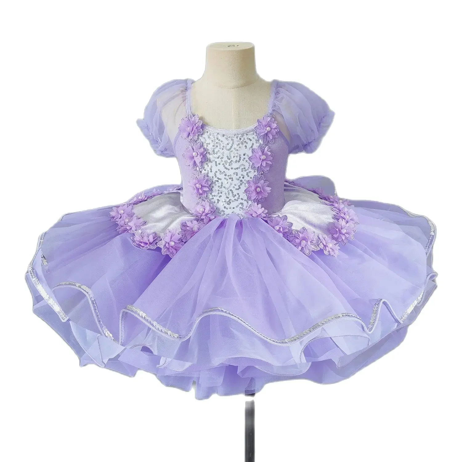 

Детская балетная юбка, цветочный костюм для выступлений, балетное платье для современных танцев, розовое, фиолетовое платье принцессы, сценические костюмы