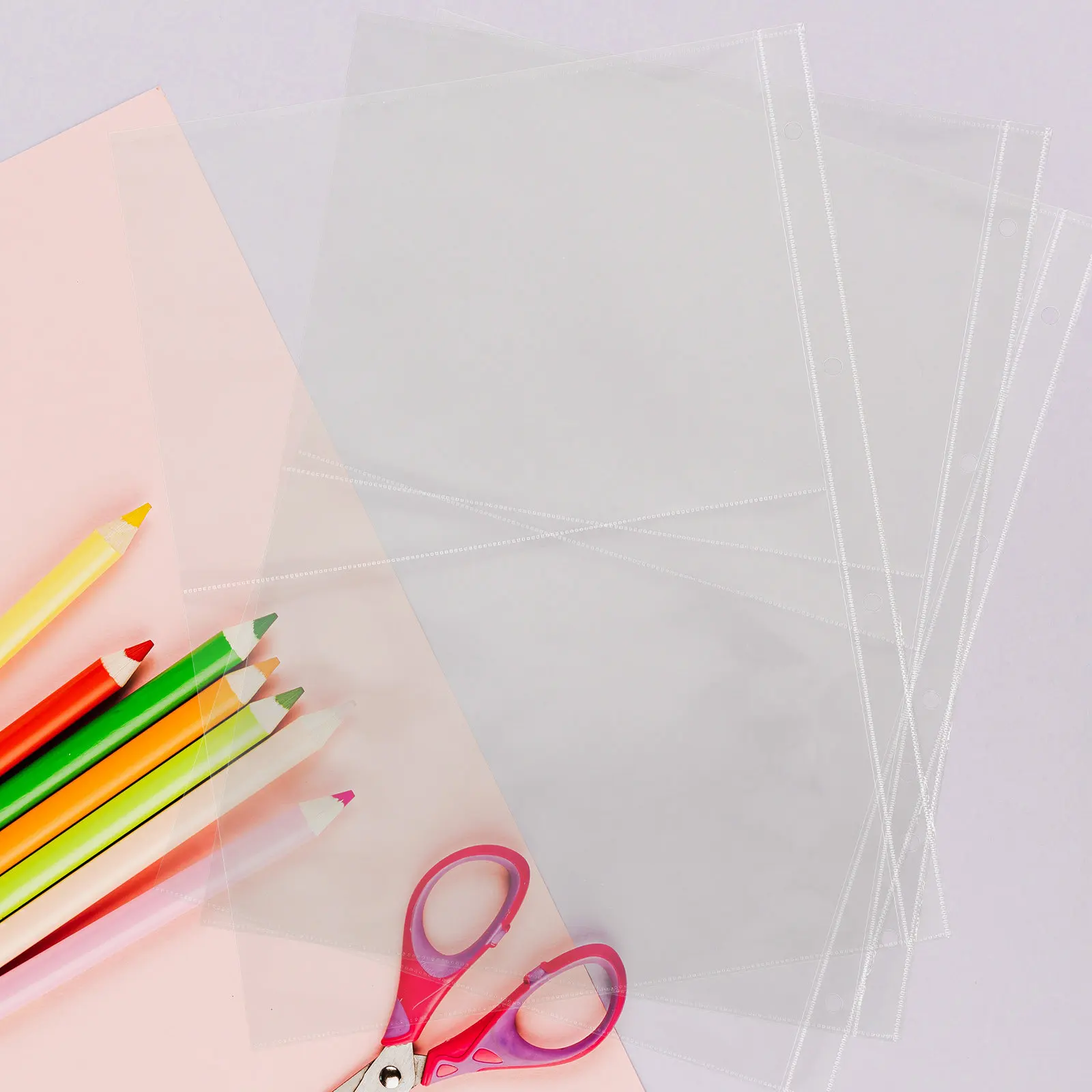 20개 사진앨범 교체 페이지 투명 플라스틱 슬리브 4링 루즈리프 사진 정리용 투명 홀더