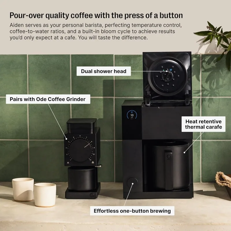 Fellow Aiden Precision Coffee Maker, 10-Cup Thermal Carafe,Built-In Brewing Guidance,Scheduling,Removable Water Tank,Matte Black 3