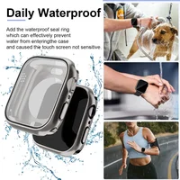    Film en verre trempé + étui pour Apple Watch, 46mm 42mm 45mm 44mm 41mm 40mm, protecteur d'écran PC dur pour iWatch 10 9 8 7 6 2