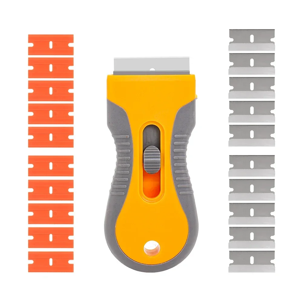 Window Glass Glue Sticker Remover Car Auto Cleaning Razor Scraper Fiber Vinyl Wrap Film Oven Tint Clean Squeegee Tool Universal For Razor Blade Scraper Car Sticker Remover Vinyl Squeegee Window Tinting Squeegee Window Scraper Tool Automotive Film Tools Window Scraper Razor Blade Scrapers Car Film Scraper Glue Removal Scraper