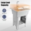 Freestanding Plastic Utility Sinks with Faucet Goudergo Drop in Deep sink kit with Inlet Pipe and Drain Pipe for Laundry Room 5