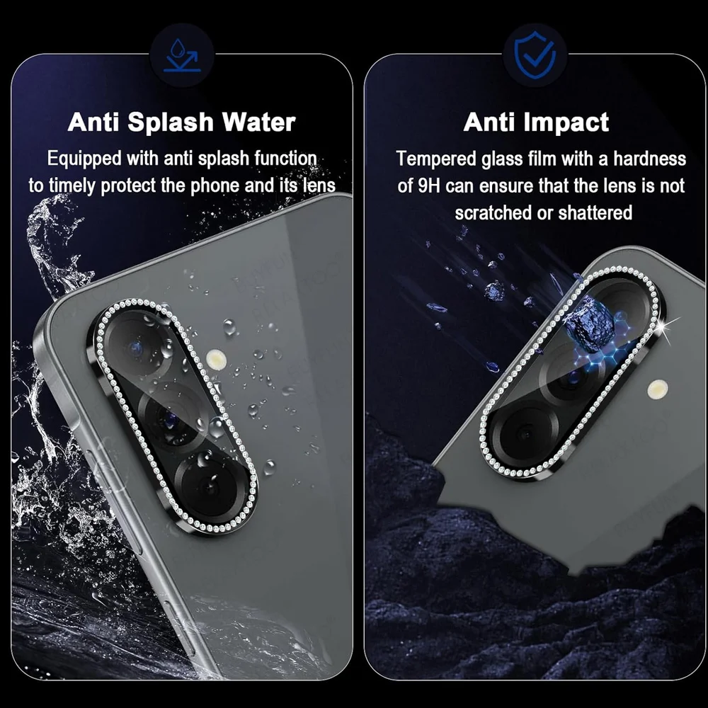 Diamond Camera Screen Protector with 9H Tempered Glass and Metal Lens Cap