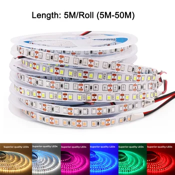 5M LED 조명 스트립 12V 2835 SMD RGB LED 테이프 60LEDs/m 120LEDs/m LED 스트립 방수 10M 20M 화이트 따뜻한 흰색 Luces 로프
