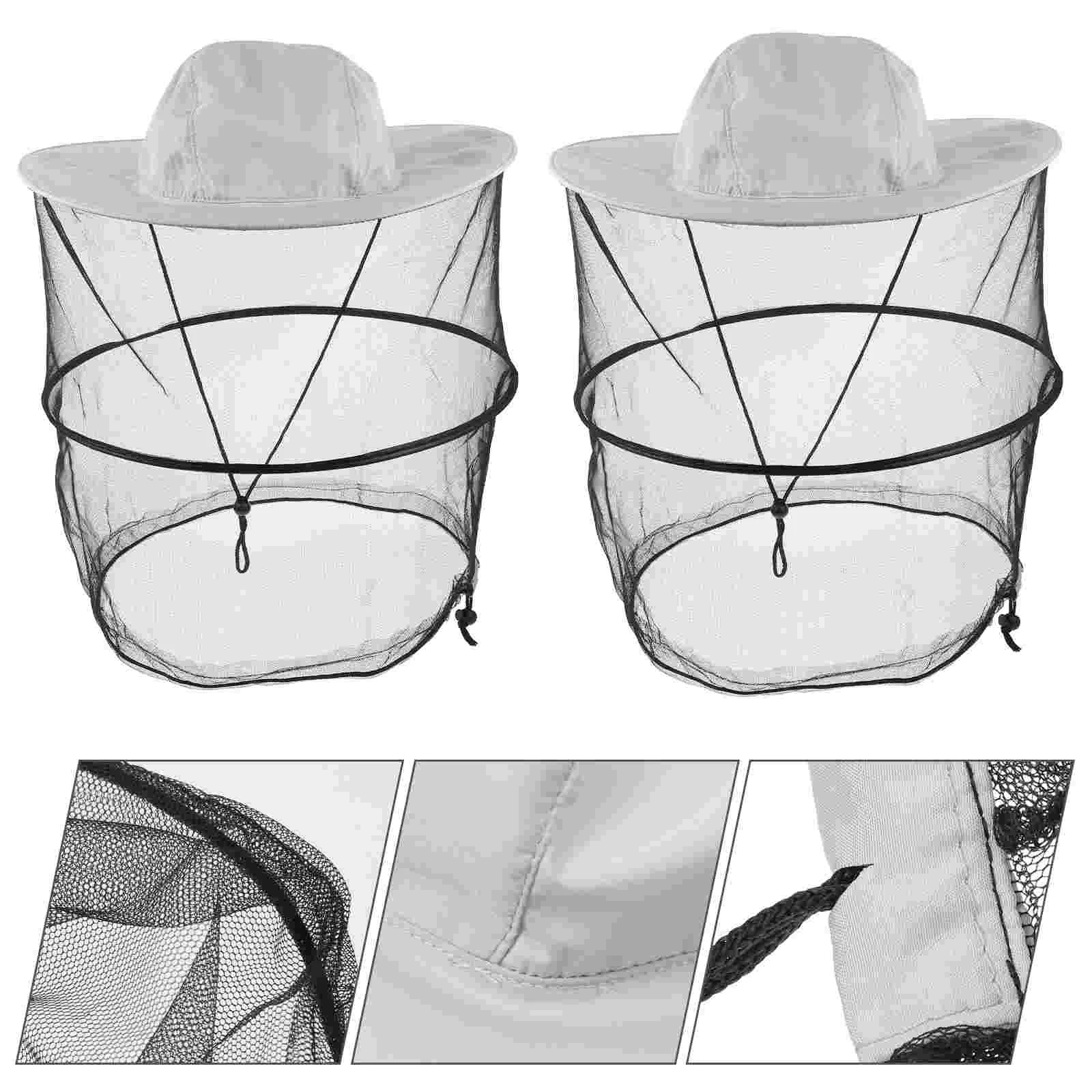 

2 Pcs Sun Protection Beekeeping Hat Keeper Costumes Adult and Face Covering Veil Hoods Cotton Polyester Beekeeper Folding Caps