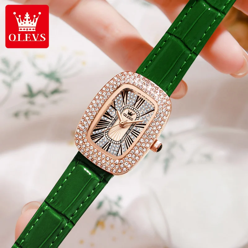 OLEVS Fashion Diamonds Quartz Watch for Women Leather Waterproof Calendar Womens Watches Top Brand Luxury Watch Relogio Feminino