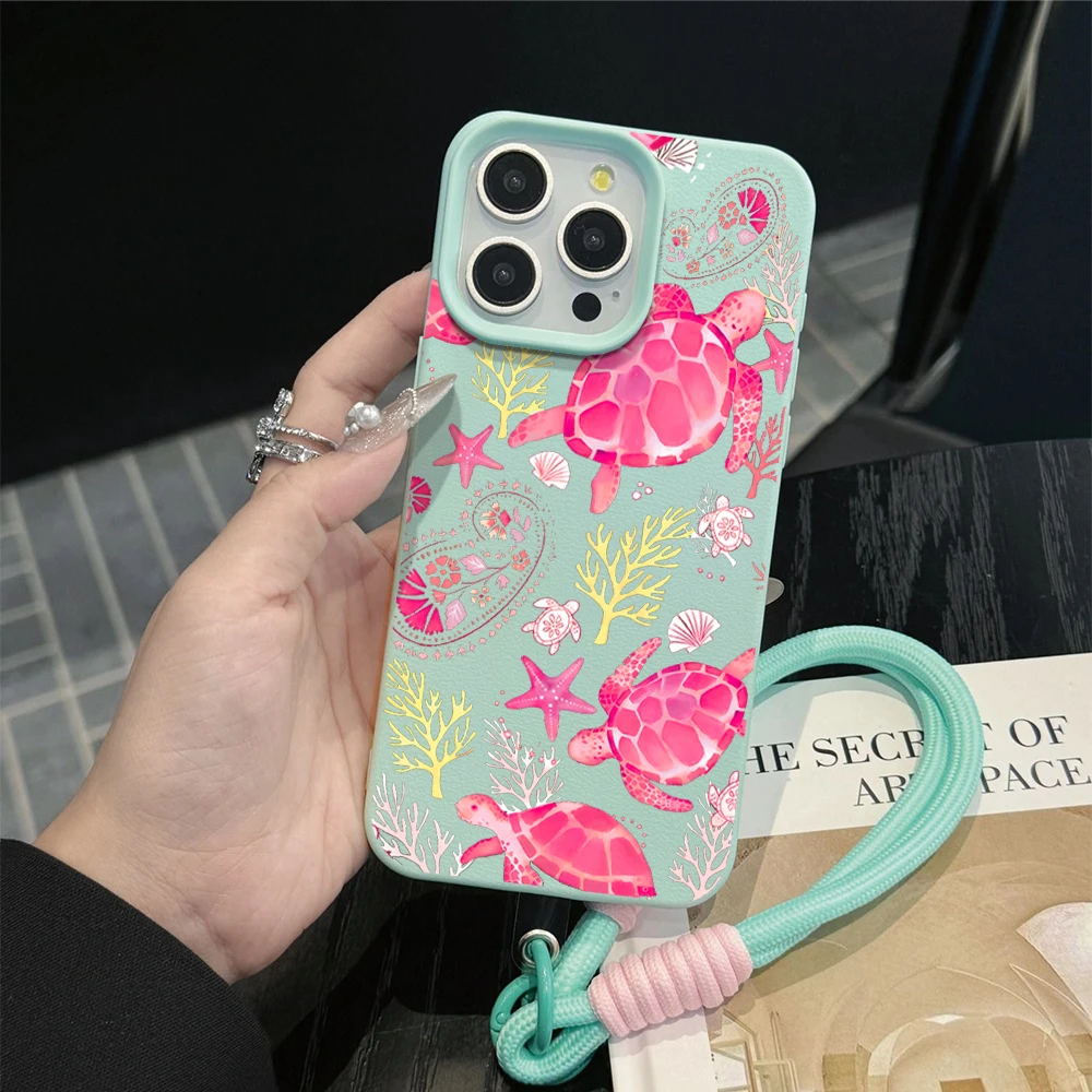 Coastal Sea Turtle Wrist Strap Lanyard Cover Case