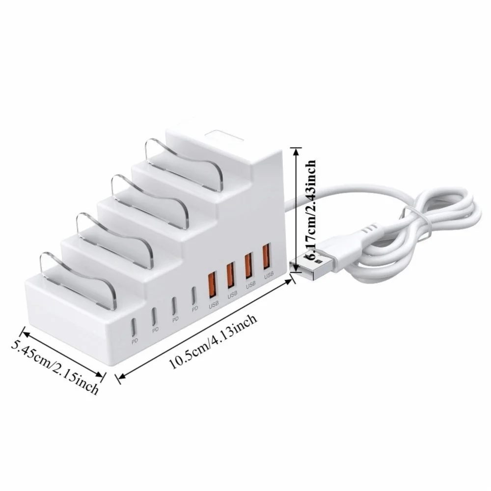66W 전원 소켓 브래킷 충전기 4USB 포트 4타입 C 포트 데스크탑 충전 멀티탭 PD 고속 충전 8포트 소켓