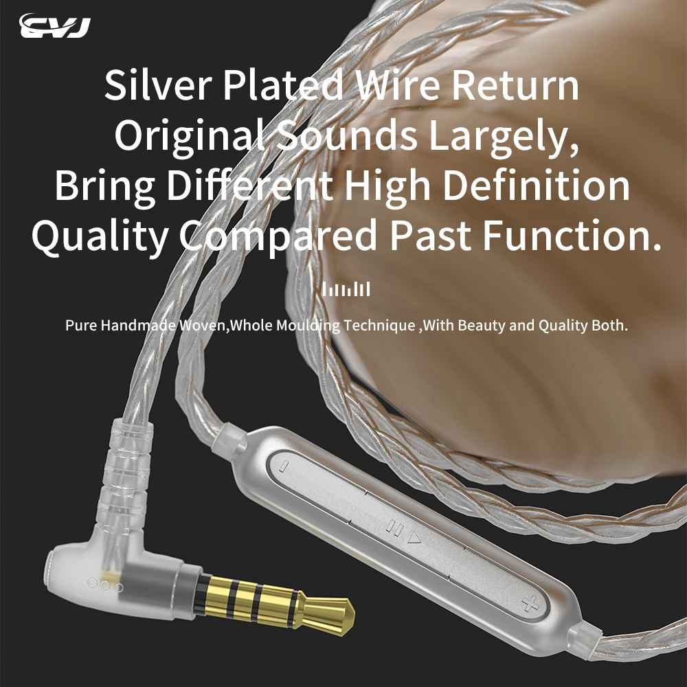 

CVJ V7 headset upgrade cable 2 pin 0.75 mm 0.78 mm high purity oxygen free copper plated silver headset cable CSA Angel Wing