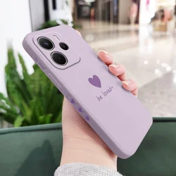 Elegant Liquid Silicone Heart Phone Case - Simple and Stylish Design for Redmi Note12 5G (Light Purple)