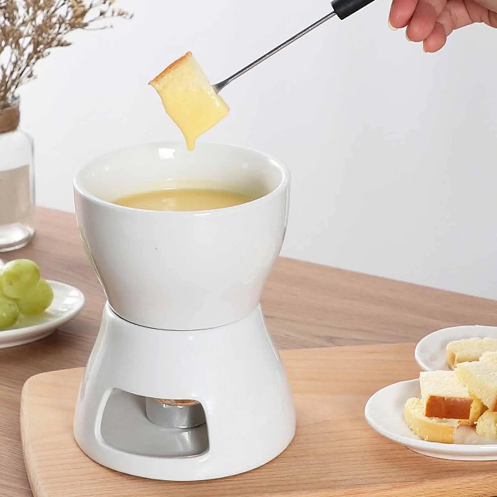 Chocolate Melting Pot with 4 Forks Cookware Cheese Butter Warmer Melting Pot for Candy Caramel Tapas Kitchen Appliances Dinner
