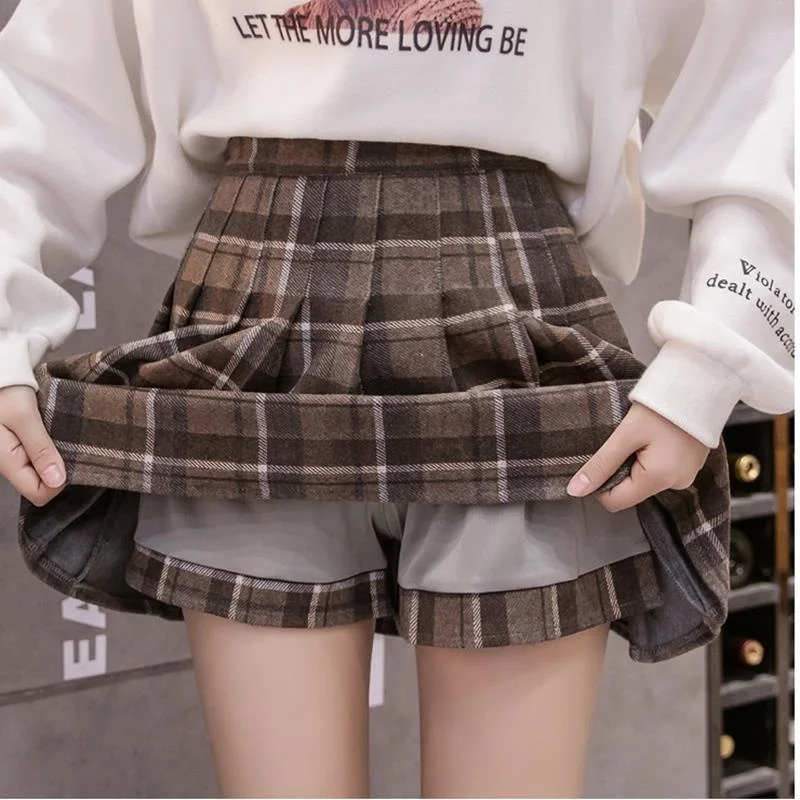 

Autumn/winter skirt female hairy 100 pleated skirt college high-waisted fashion big size a-word skirt beautiful skirt