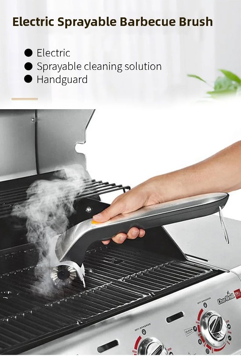 Description Picture 2 of itemElectric Steam BBQ Cleaning Brush â€“ Outdoor Grill Cleaner for Charcoal & Gas Grills, with Scraper | Kitchen Tool
