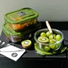 Rectangular Transparent Glass Lunch Box with Lid Microwave-safe 400℃ Heat-resistant Sealed Snack Food Box Fruit Round Bento Box