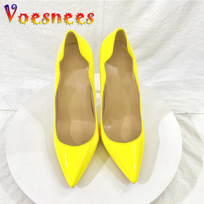 

Summer Newly Ladies Elegant Pumps 12CM Yellow Pointed Toe High Heels Fashion Party Celebrity Women Single Shoes Club Tailoring