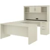 L-Shaped Executive Office Desk with Pedestal and Hutch，Desk with 3 Storage Cabinets， Executive Office Desk 6