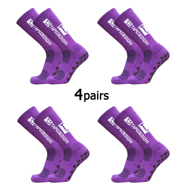 4Pairs/Lot 2024 New ANTI SLIP Tapedesign Football Socks Mid Calf Non-Slip Soccer Sport Cycling Sports Mens Sock EU38-45 5